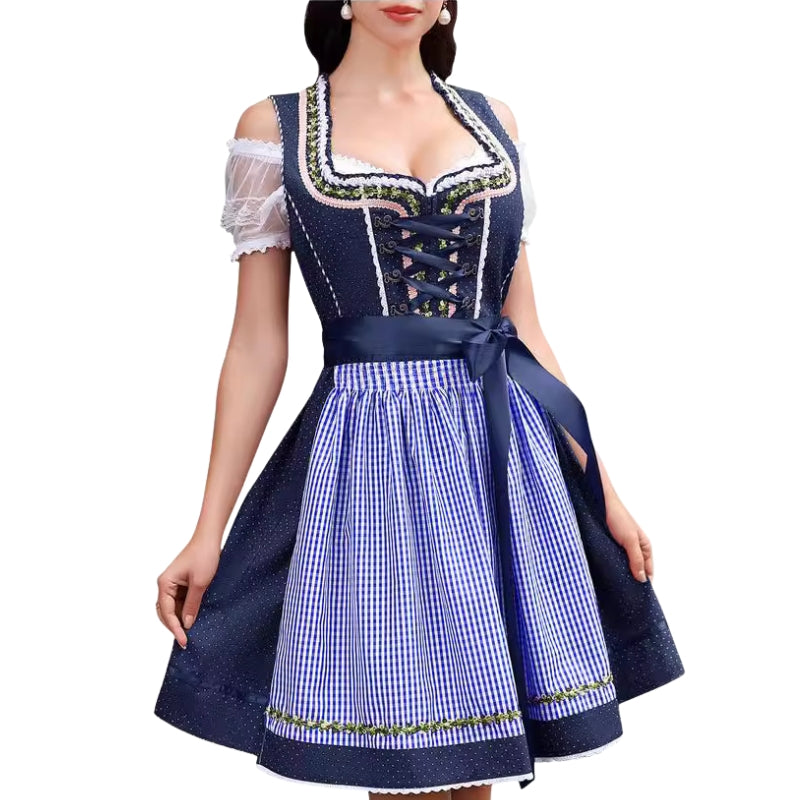 Damen Oktoberfest Dirndl Mit Karierter Schürze | Mini