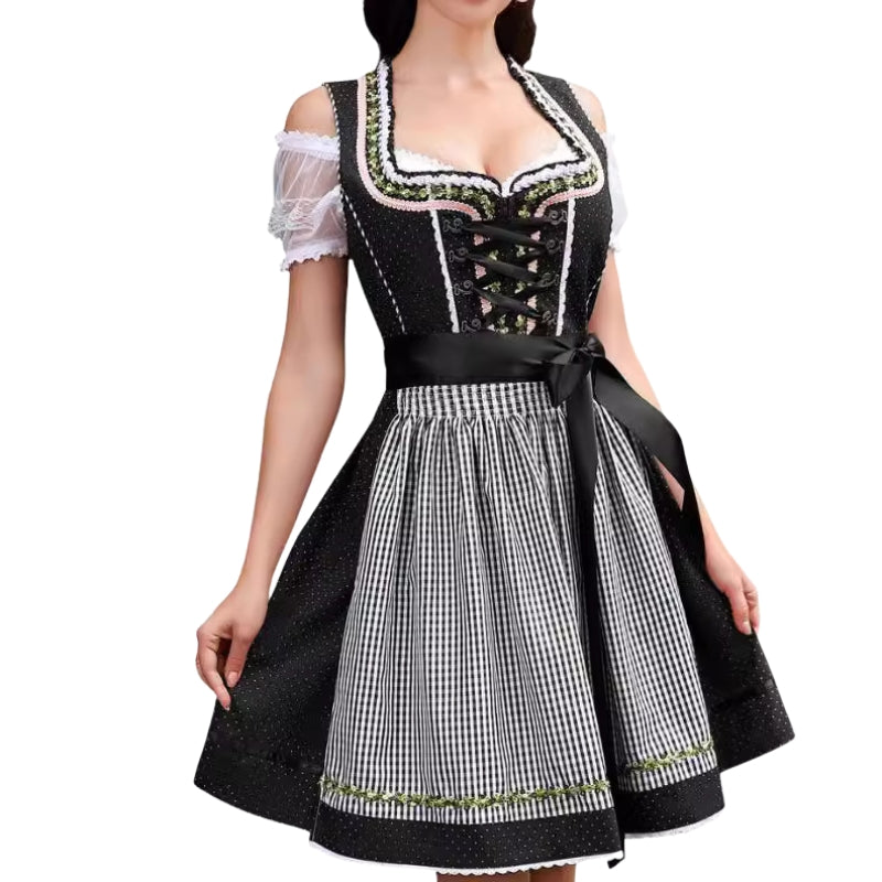 Damen Oktoberfest Dirndl Mit Karierter Schürze | Mini