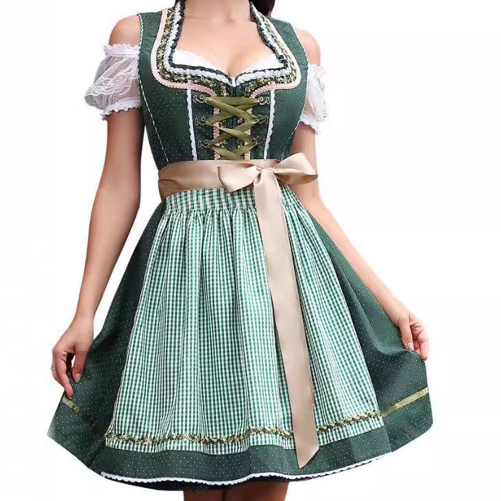 Damen Oktoberfest Dirndl Mit Karierter Schürze | Mini