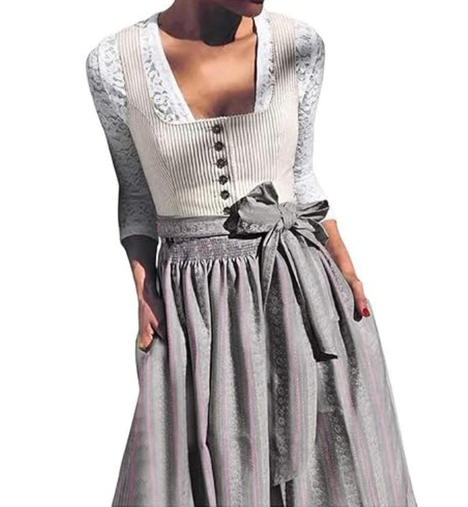 Damen Oktoberfest Dirndl Mit Knöpfen Und Schürze | Klassisch