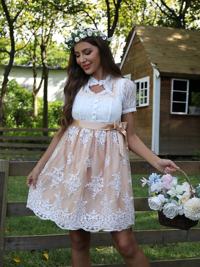 Damen Oktoberfest Kleid Kurzarm Mit Schleife | Tracht