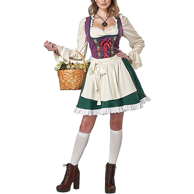 Damen Oktoberfest Kleid Mit Schürze Und Rüschen | Tracht
