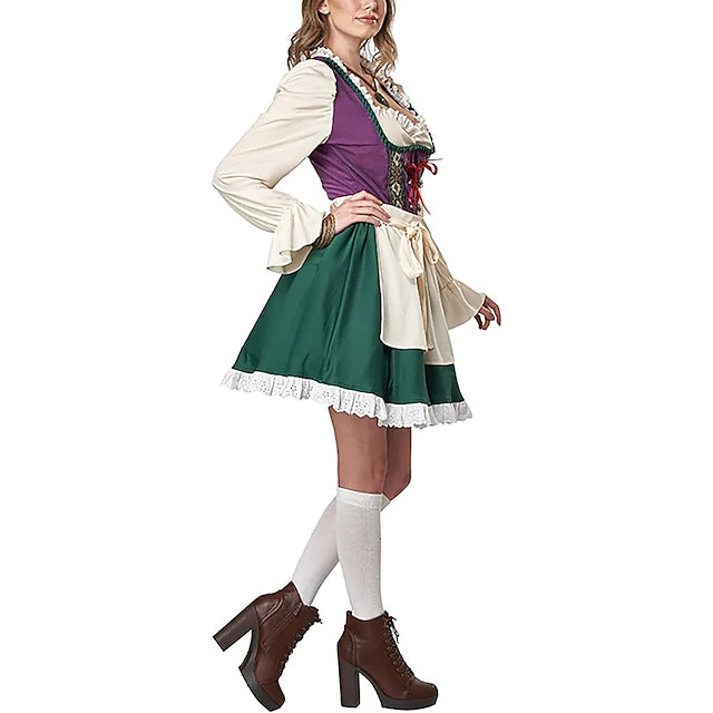 Damen Oktoberfest Kleid Mit Schürze Und Rüschen | Tracht