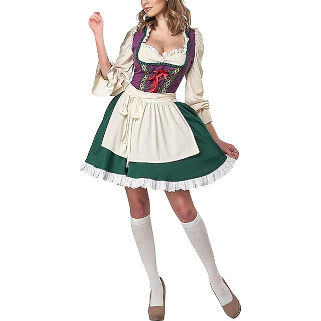 Damen Oktoberfest Kleid Mit Schürze Und Rüschen | Tracht