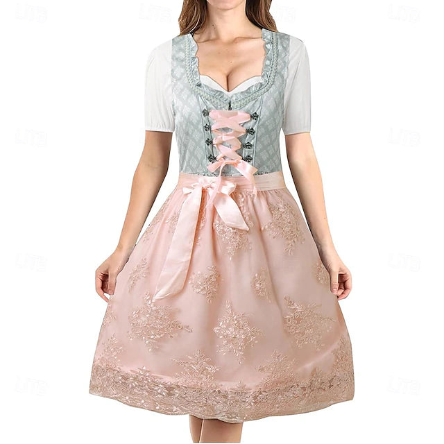 Damen Oktoberfest Kleid Mit Schürze Und Stickerei | Traditionell