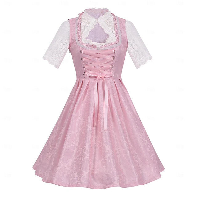 Damen Oktoberfest Kleid Mit Spitze Schürze | Midi