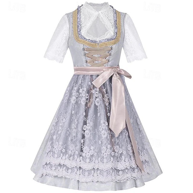 Damen Oktoberfest Kleid Mit Spitze Schürze | Midi