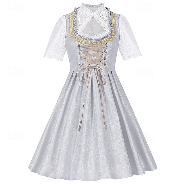 Damen Oktoberfest Kleid Mit Spitze Schürze | Midi