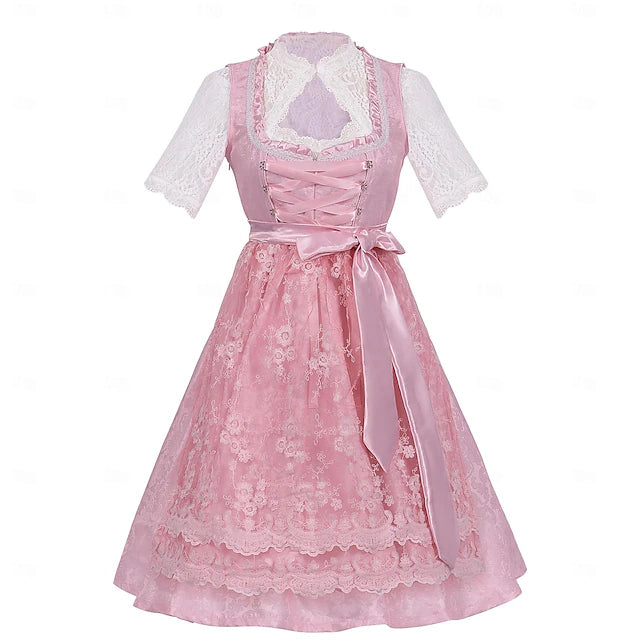 Damen Oktoberfest Kleid Mit Spitze Schürze | Midi