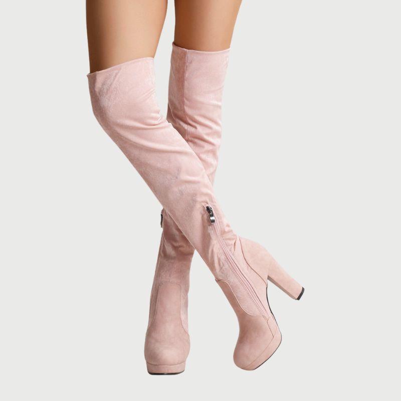 Damen Overknee Stiefel Hohe | Blockabsatz