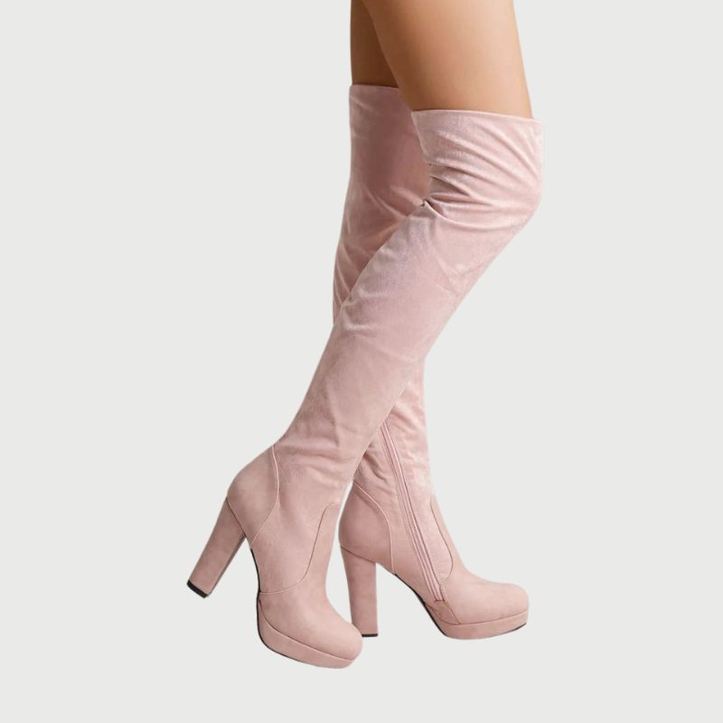 Damen Overknee Stiefel Hohe | Blockabsatz