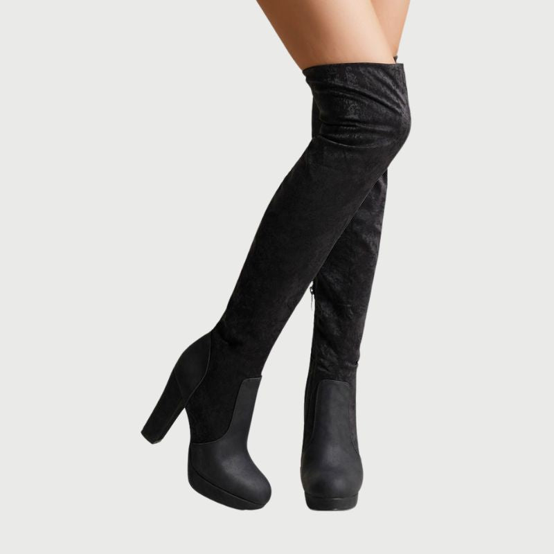 Damen Overknee Stiefel Hohe | Blockabsatz