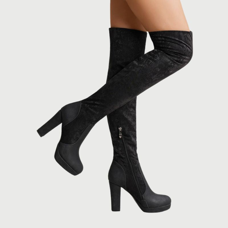 Damen Overknee Stiefel Hohe | Blockabsatz