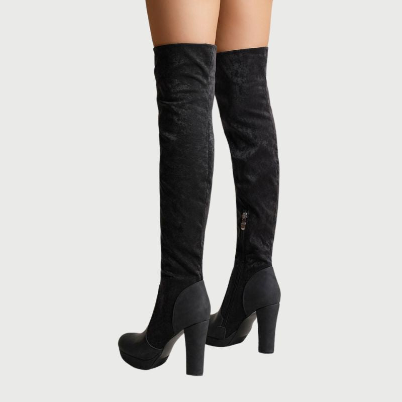 Damen Overknee Stiefel Hohe | Blockabsatz