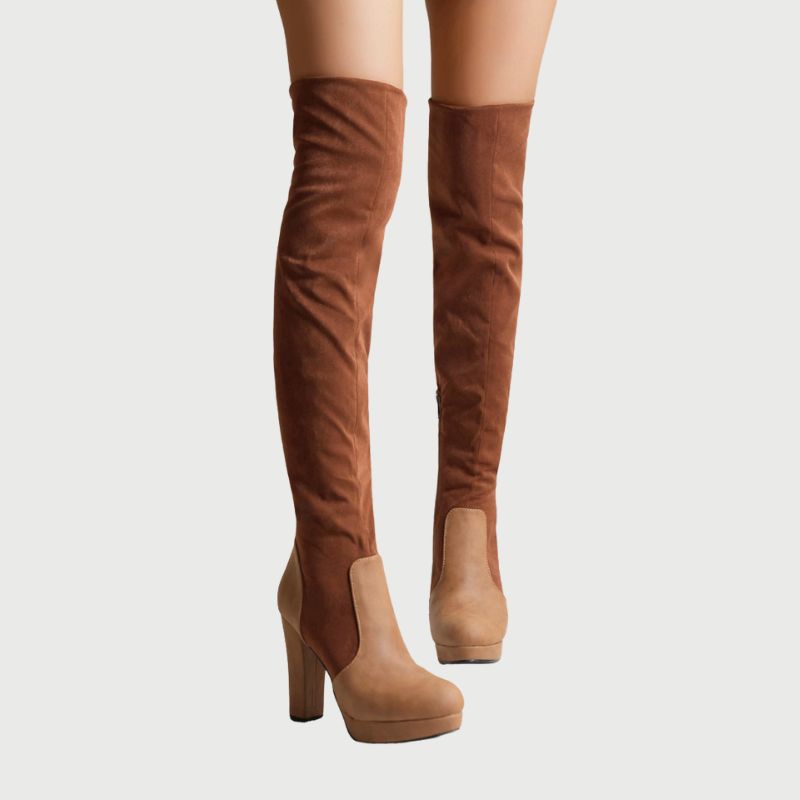 Damen Overknee Stiefel Hohe | Blockabsatz