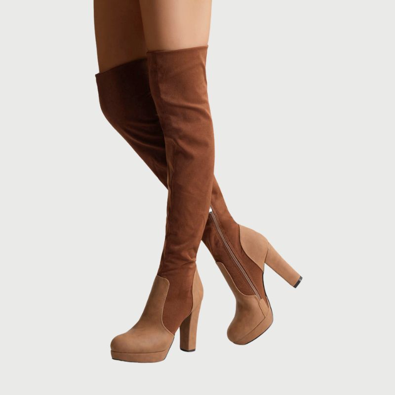 Damen Overknee Stiefel Hohe | Blockabsatz