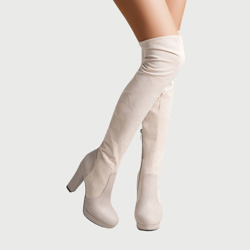 Damen Overknee Stiefel Hohe | Blockabsatz