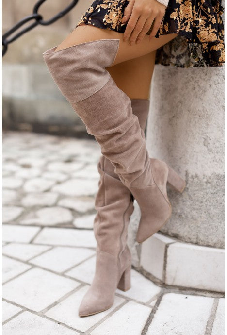 Damen Overknee Stiefel Mit Blockabsatz | Chic