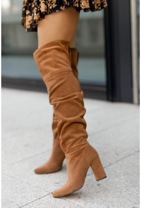 Damen Overknee Stiefel Mit Blockabsatz | Chic