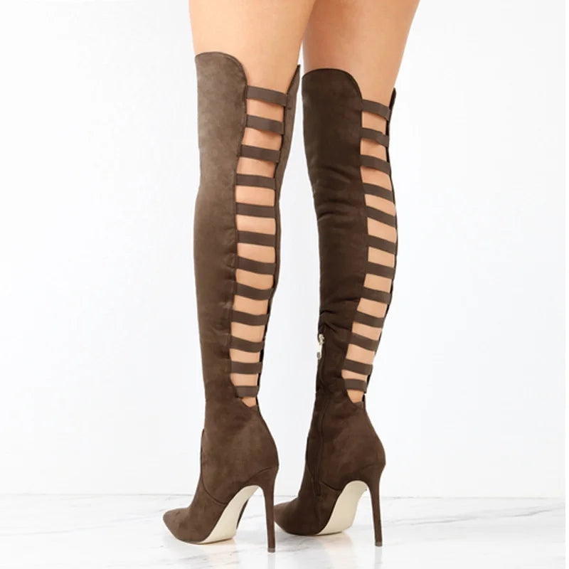 Damen Overknee Stiefel Mit Riemchen | Hoher Absatz