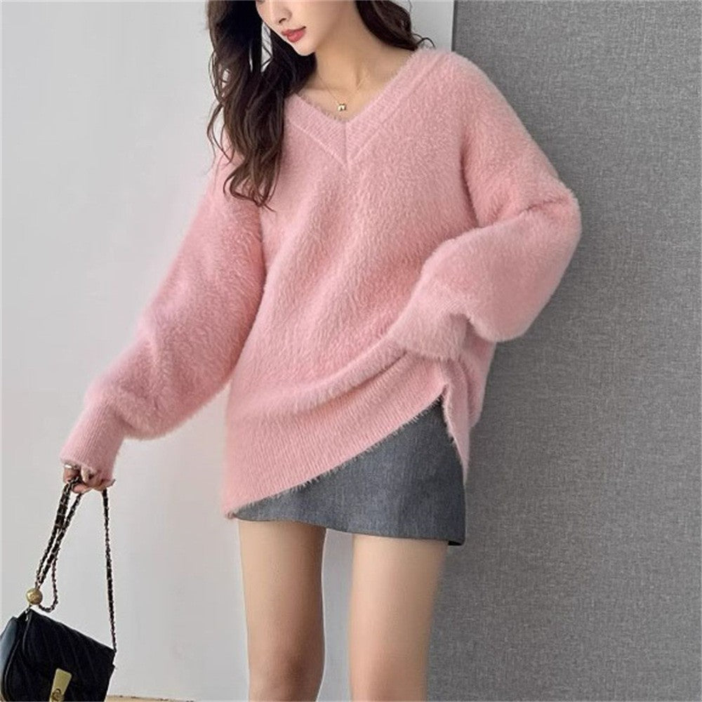 Damen Oversize Pullover Mit V Ausschnitt | Warm