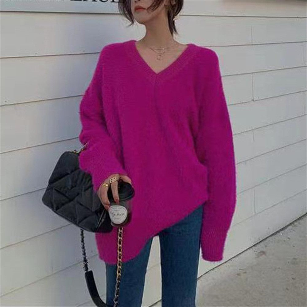 Damen Oversize Pullover Mit V Ausschnitt | Warm