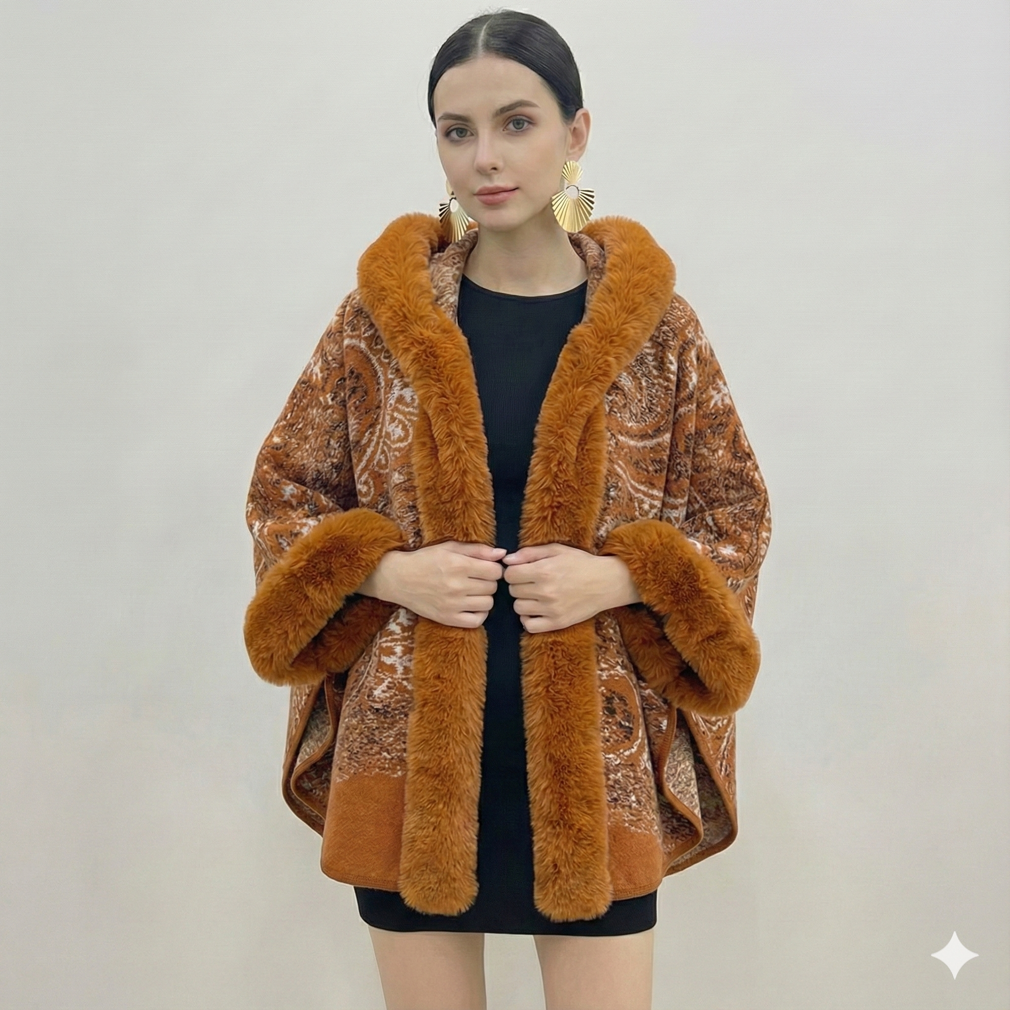 Damen Poncho Warm Mit Fleecebesatz | Winter