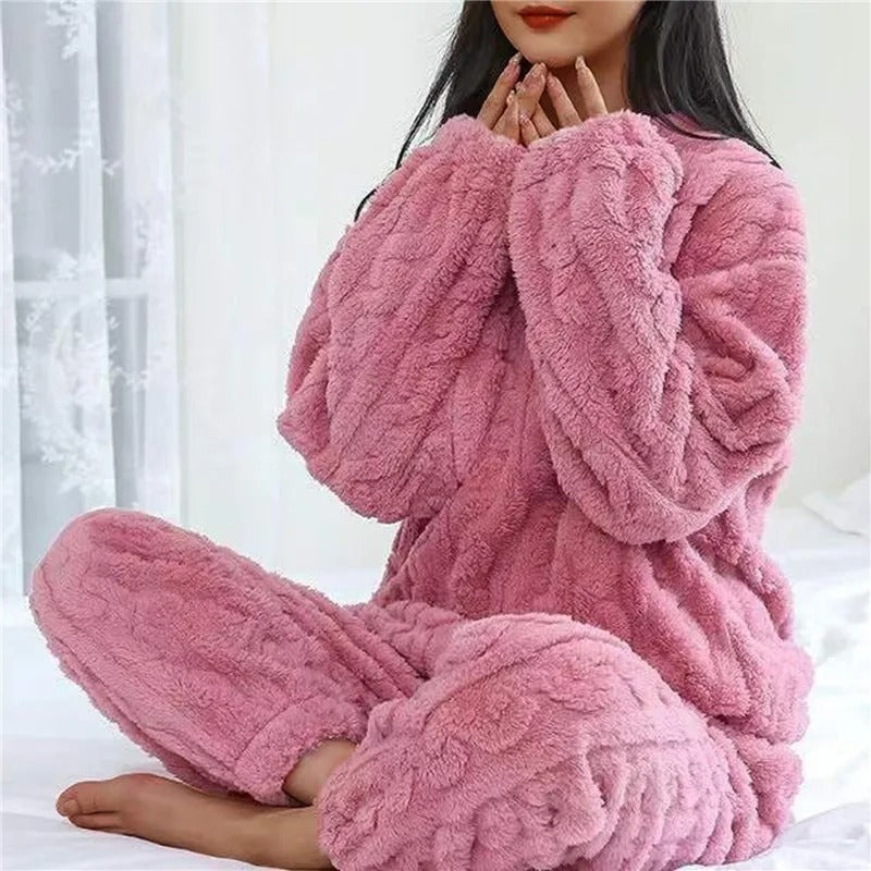 Damen Pyjama Set Flauschig | Warm & Bequem
