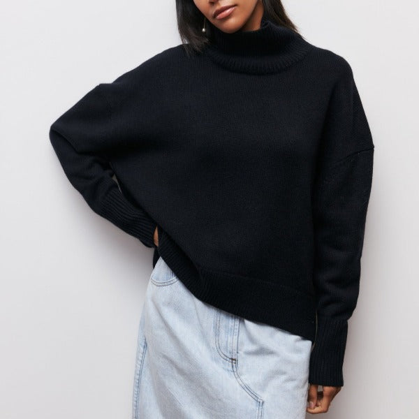 Damen Rollkragenpullover Strick Oversize | Warm