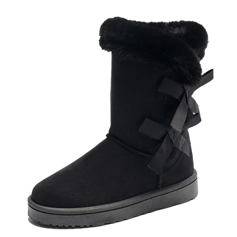Damen Schneeschuhe Hohe Winterstiefel Mit Schleifen | Gefüttert