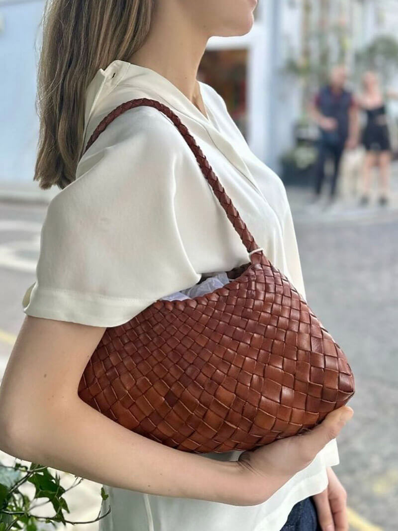 Damen Schultertasche Geflochten Klein | Hobo