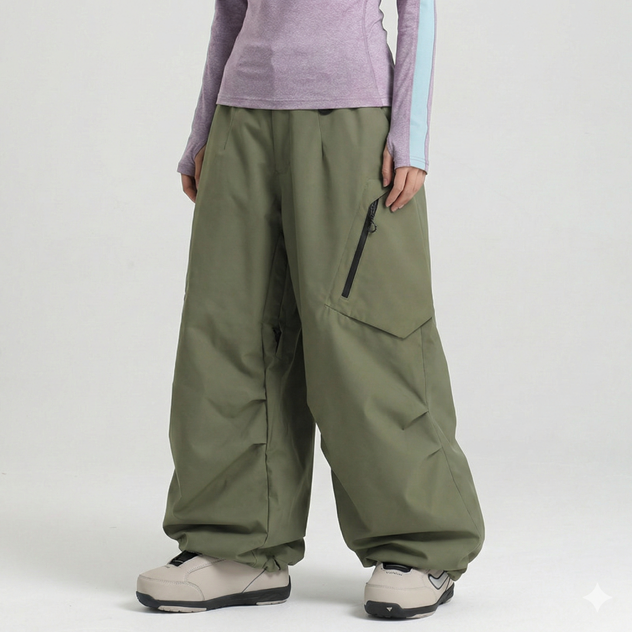 Pantaloni da sci donna con gambe larghe e cerniere | Sportivi