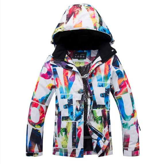 Damen Skijacke Mehrfarbig Mit Kapuze | Funktionsjacke