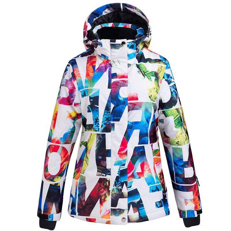 Damen Skijacke Mehrfarbig Mit Kapuze | Funktionsjacke