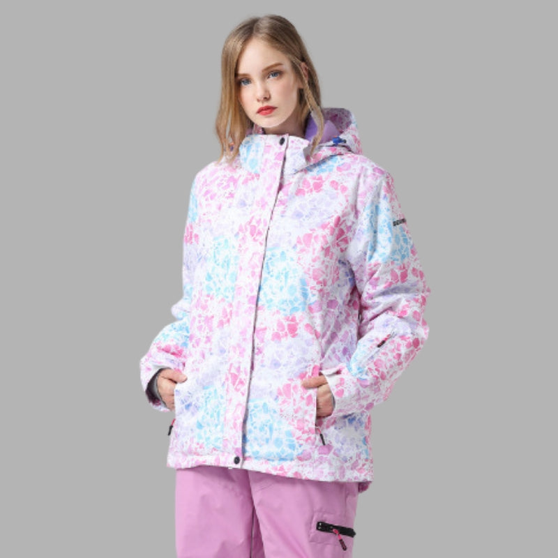 Damen Skijacke Mit Buntem Muster Und Kapuze | Winter