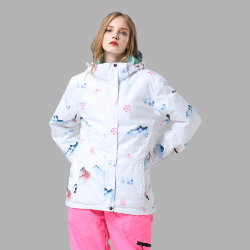 Damen Skijacke Mit Buntem Muster Und Kapuze | Winter
