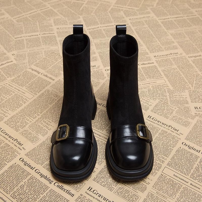 Damen Stiefeletten Mit Schnalle Und Blockabsatz | Knöchelhoch