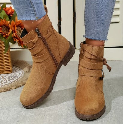 Damen Stiefeletten Mit Schnalle Und Reißverschluss | Kurz