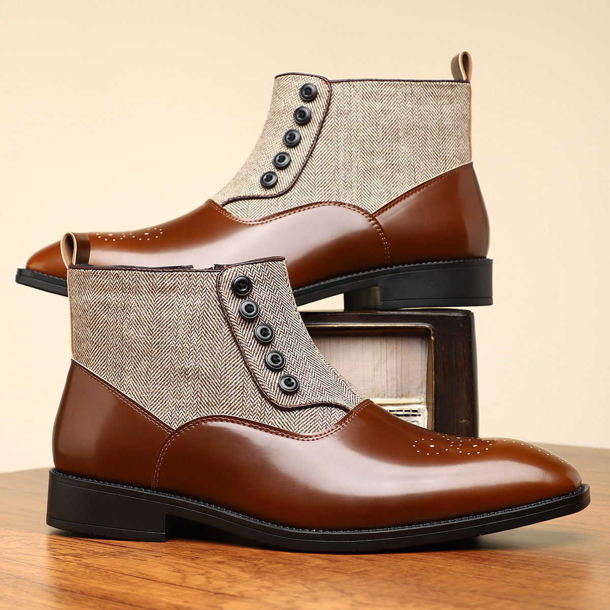 Damen Stiefeletten Zweifarbig | Vintage-Look