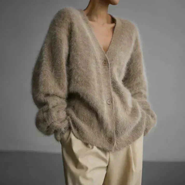 Damen Strickjacke Flauschig Mit Knopfleiste | Warm