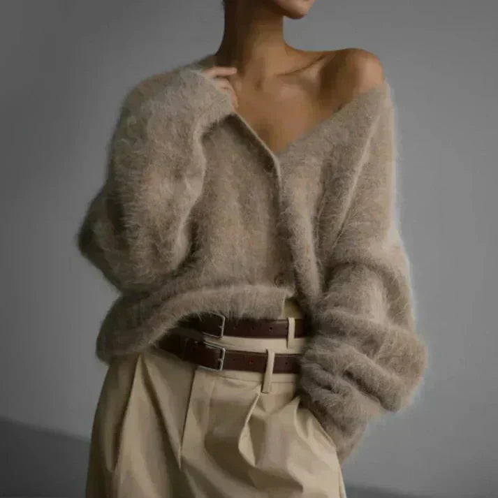 Damen Strickjacke Flauschig Mit Knopfleiste | Warm
