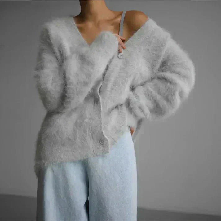 Damen Strickjacke Flauschig Mit Knopfleiste | Warm