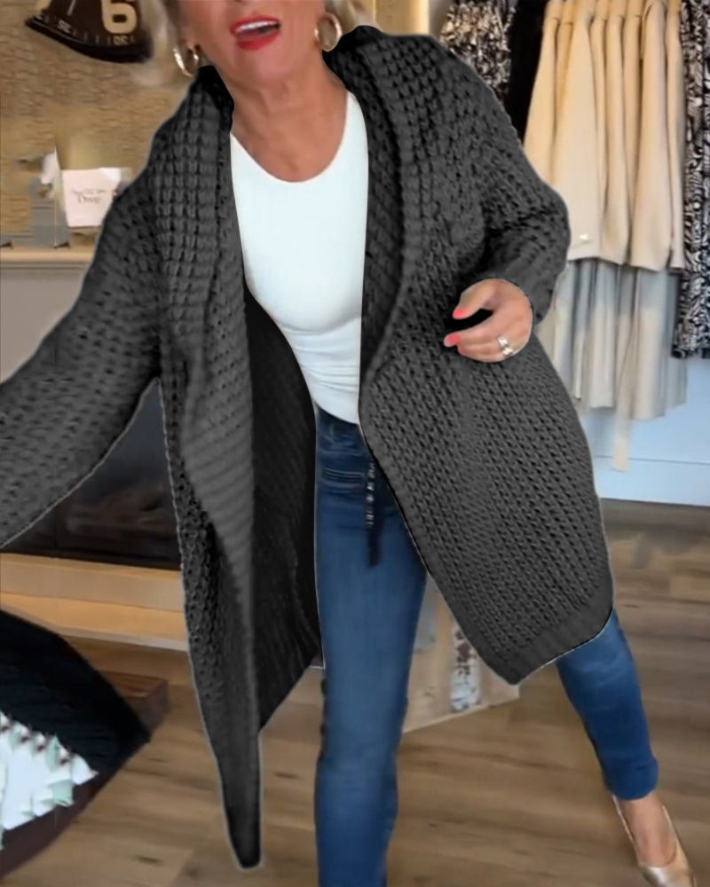 Damen Strickjacke Grobstrick Mit Kapuze | Lang