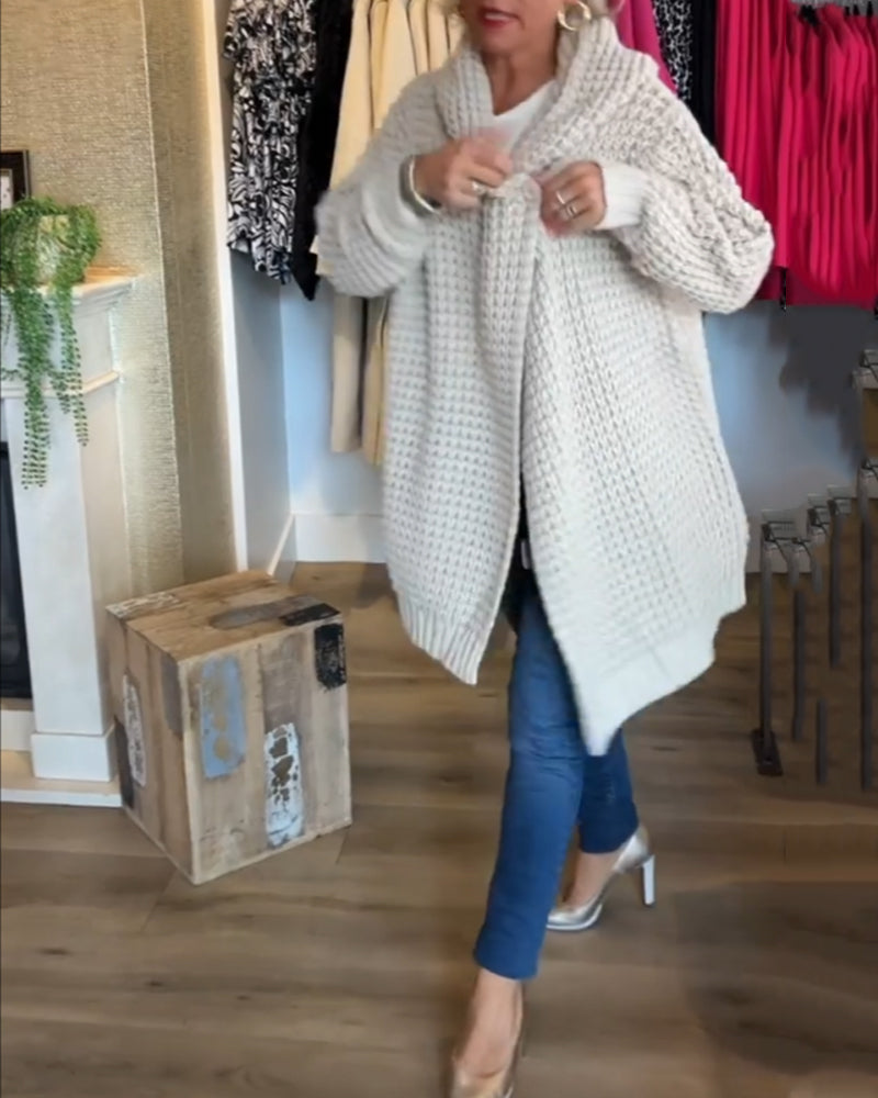 Damen Strickjacke Grobstrick Mit Kapuze | Lang