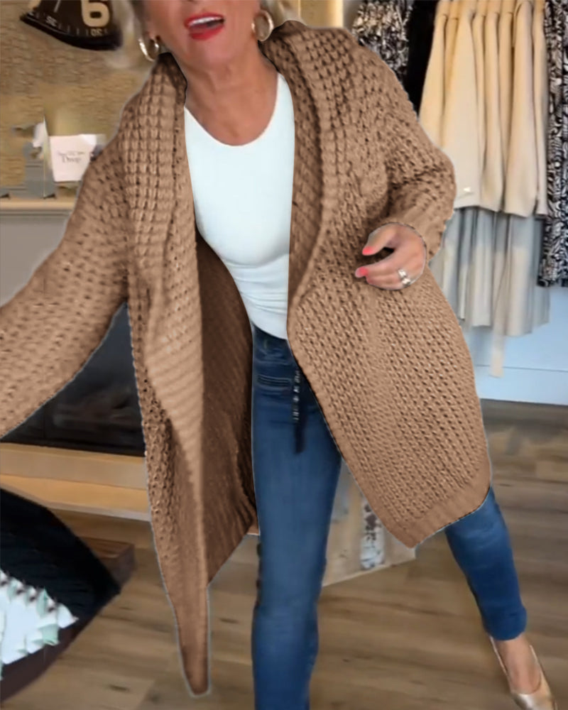 Damen Strickjacke Grobstrick Mit Kapuze | Lang