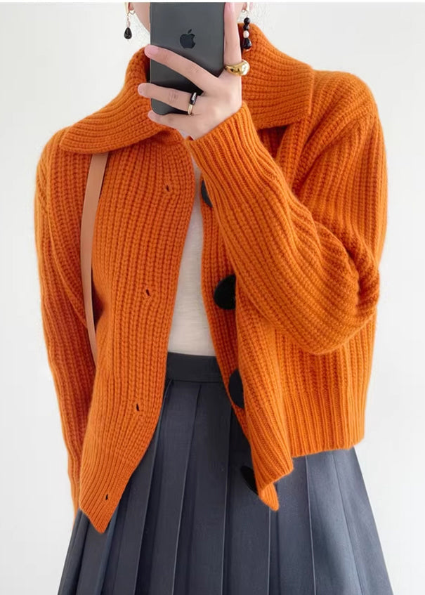Damen Strickjacke Kurz Mit Großen Knöpfen | Oversize