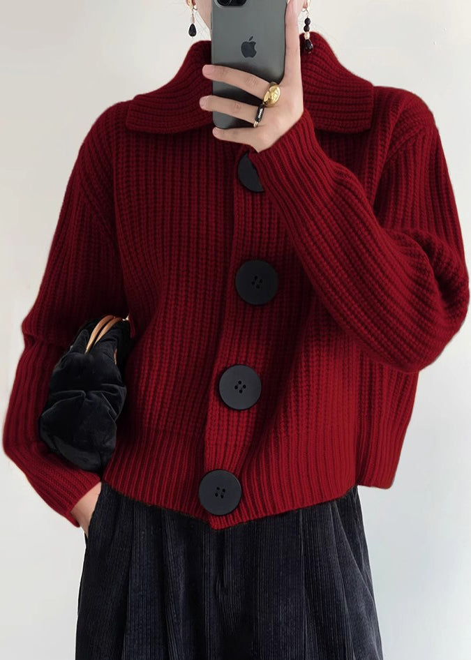 Damen Strickjacke Kurz Mit Großen Knöpfen | Oversize