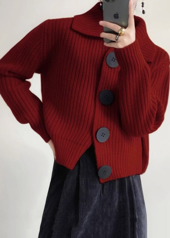 Damen Strickjacke Kurz Mit Großen Knöpfen | Oversize