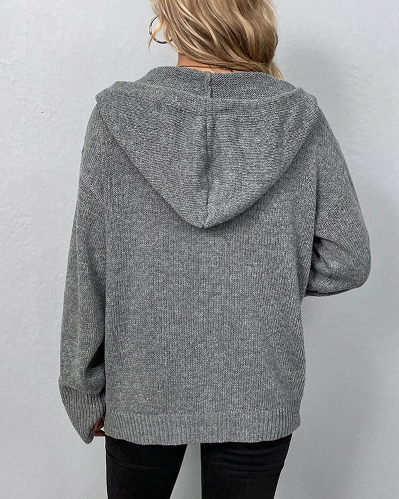 Damen Strickjacke Locker Mit Kapuze | Oversize