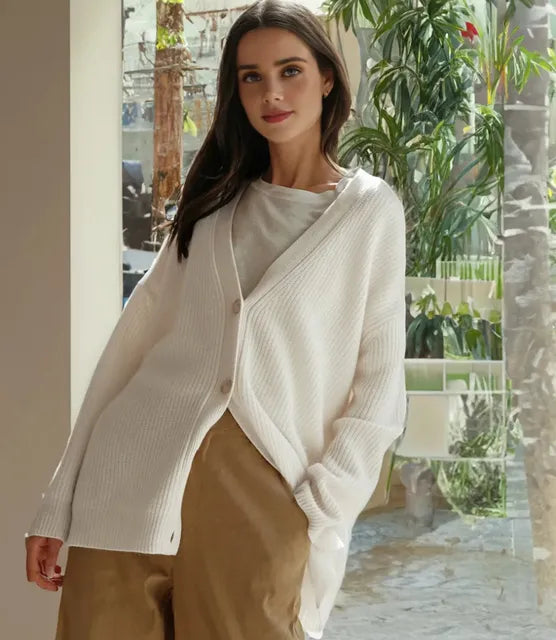 Damen Strickjacke Mit V-Ausschnitt Und Knopfleiste | Oversize